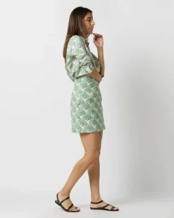 Boy Shirt In Mint Fans Silk Twill