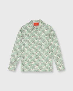 Boy Shirt In Mint Fans Silk Twill