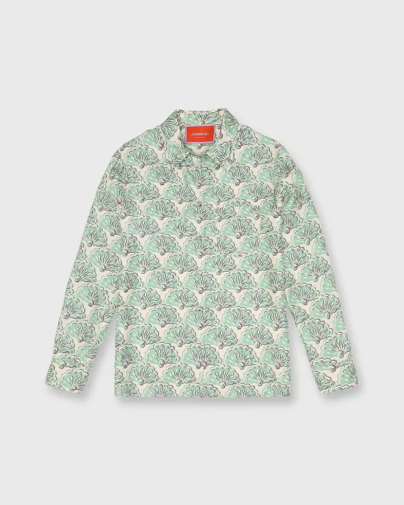 Boy Shirt In Mint Fans Silk Twill