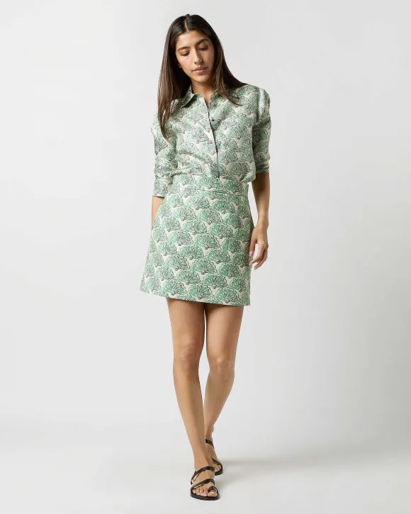 Boy Shirt In Mint Fans Silk Twill