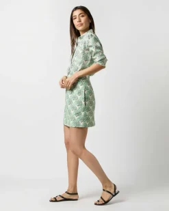 Boy Shirt In Mint Fans Silk Twill