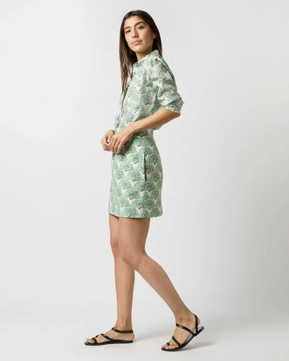 Boy Shirt In Mint Fans Silk Twill