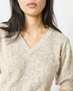 Giselle Pointelle V-Neck Sweater