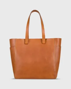 Leather Tote With Trolley Strap