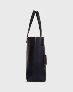 Leather Tote With Trolley Strap
