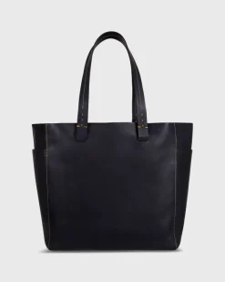 Leather Tote With Trolley Strap