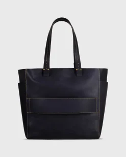 Leather Tote With Trolley Strap