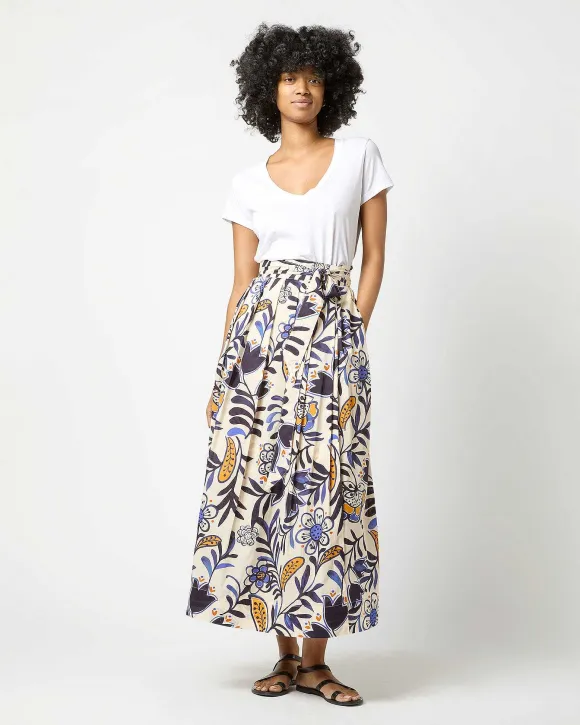 Pleated Wrap Midi Skirt