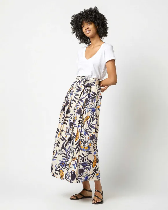 Pleated Wrap Midi Skirt