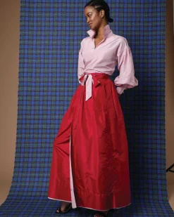 Reversible Pleated Wrap Skirt