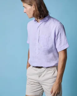 Short-Sleeved Button-Down Popover Shirt