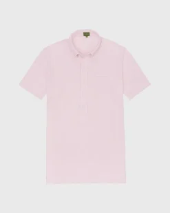 Short-Sleeved Knit Button-Down Popover Shirt