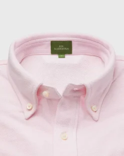 Short-Sleeved Knit Button-Down Popover Shirt