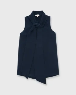 Sleeveless Tie-Neck Blouse