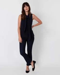 Sleeveless Tie-Neck Blouse