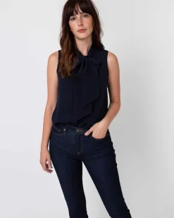 Sleeveless Tie-Neck Blouse
