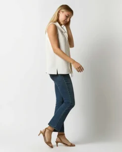Sleeveless Tie-Neck Blouse
