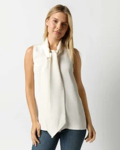 Sleeveless Tie-Neck Blouse