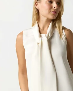 Sleeveless Tie-Neck Blouse