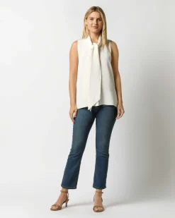 Sleeveless Tie-Neck Blouse