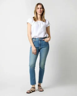 The Mid Rise Dazzler Ankle Fray Jean