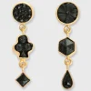 Three Charm Moving Drop Earrings