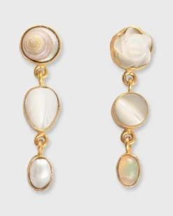 Three Charm Moving Drop Earrings