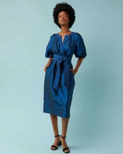 Trapunto Blouson Dress